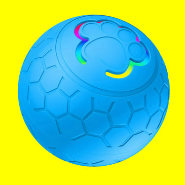Self-rolling smart dog ball in bright blue color designed for interactive pet play