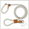 "WHITE colored PawStride™ leash arranged to show adjustable features and chain design"